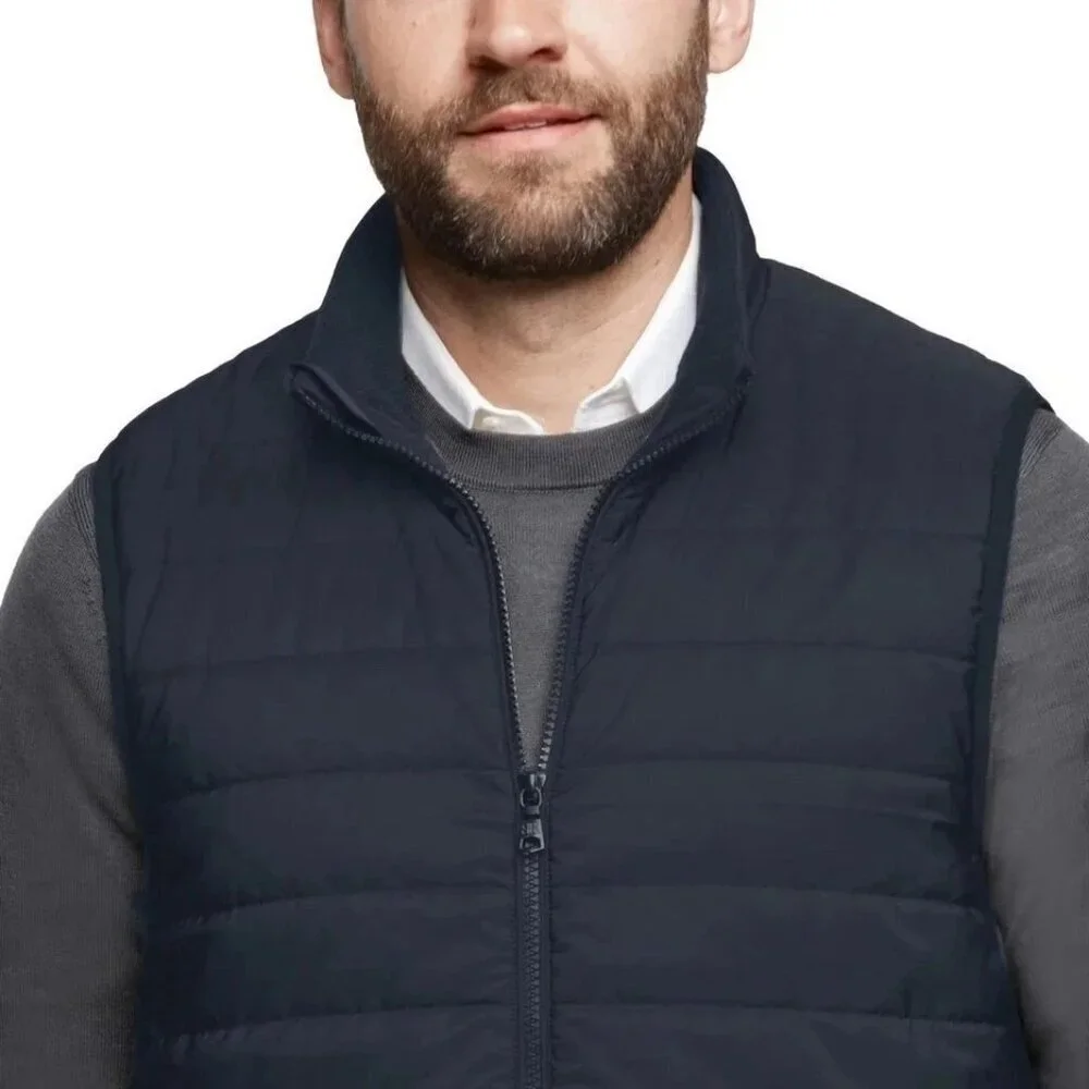 Banana Republic Men's XL Quilted Vest Navy Blue Full Zip M0629